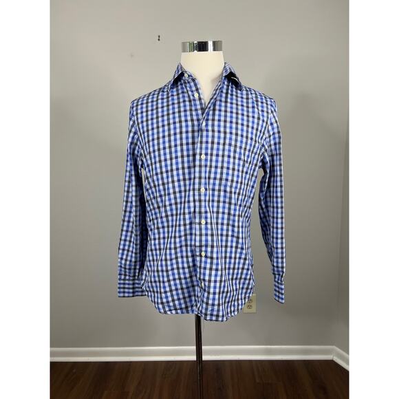 Gitman Bros Made in USA Blue Check Shirt L/S size Medium - Picture 1 of 8